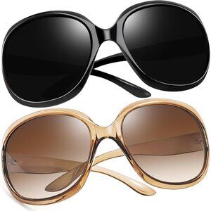 Women's Black Brown Trendy Polarized Driving Sun Glasses UV Protective